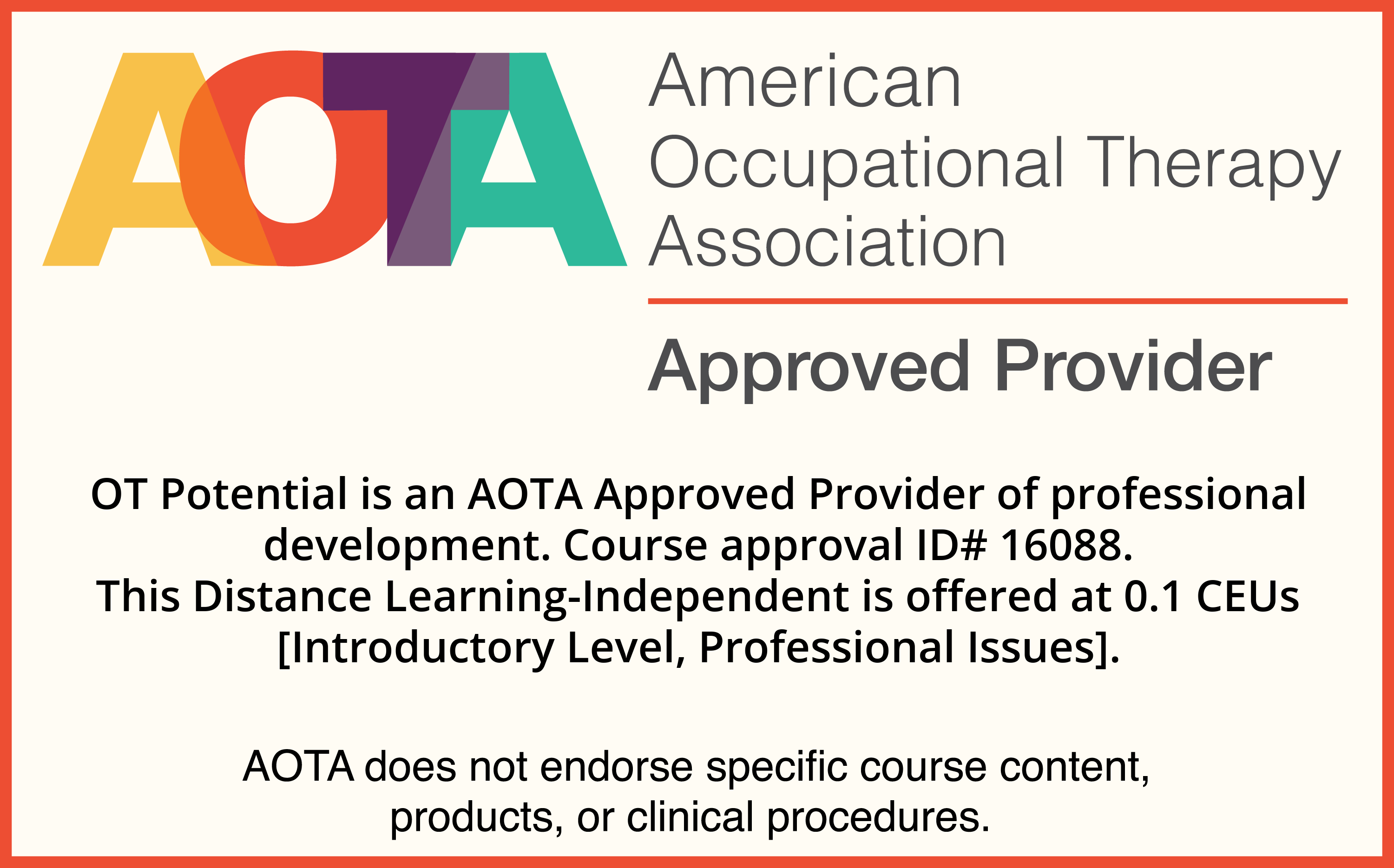 AOTA Approved Provider Badge with Course Details