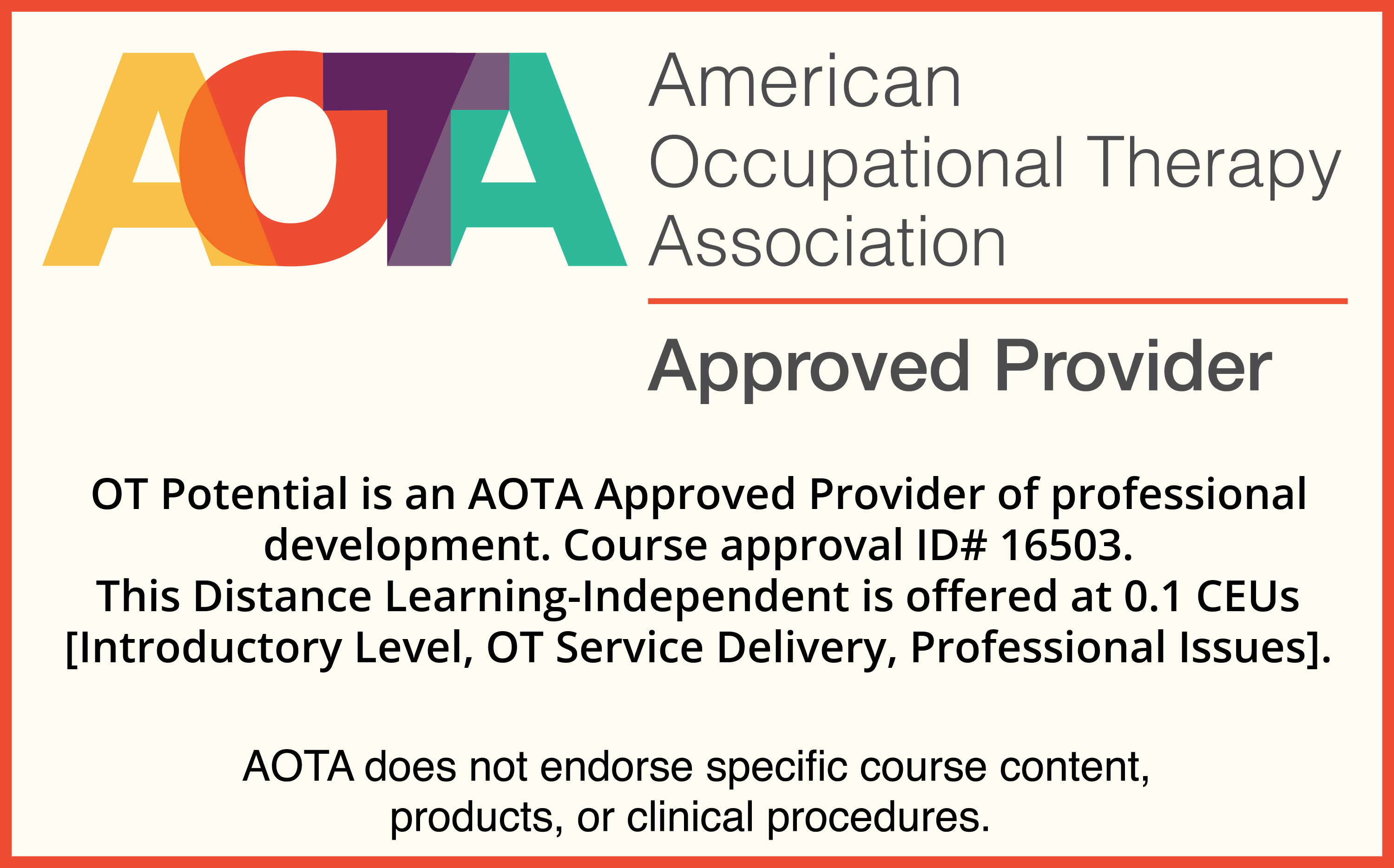 AOTA Approved Provider Badge with Course Details