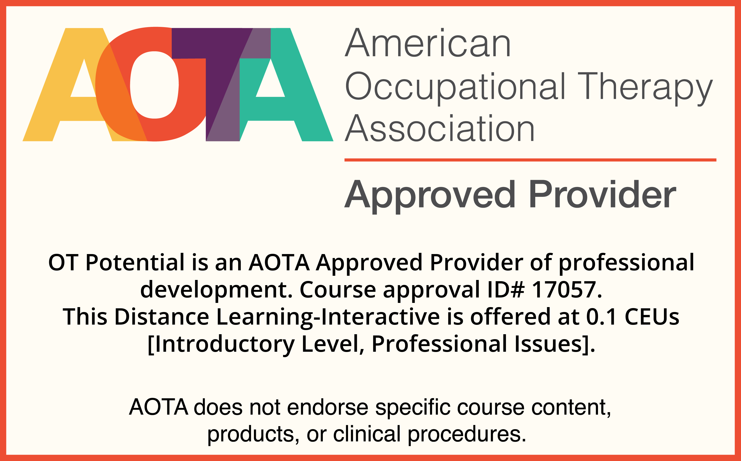AOTA Approved Provider Badge with Course Details