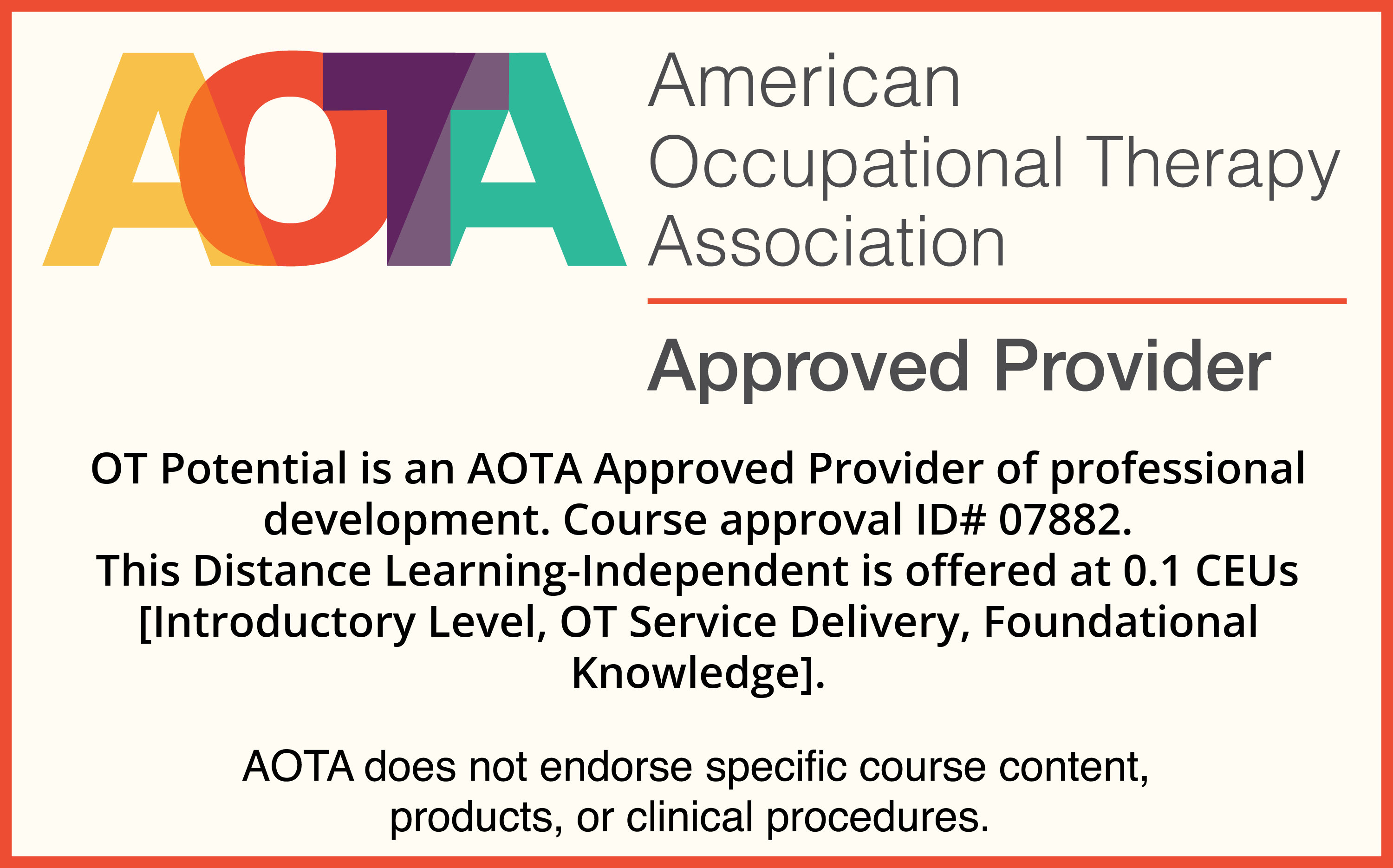 AOTA Approved Provider Badge with Course Details