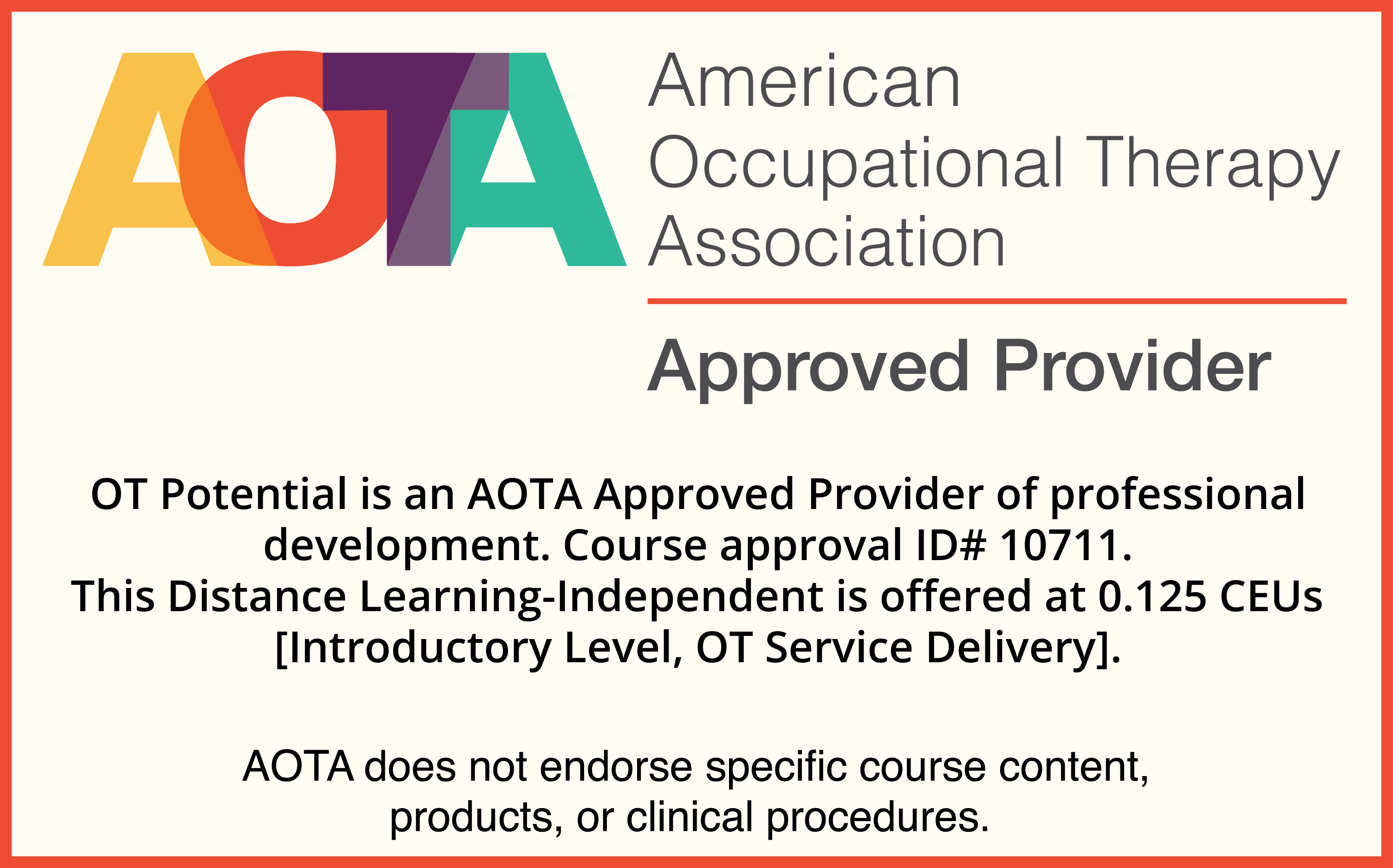 AOTA Approved Provider Badge with Course Details