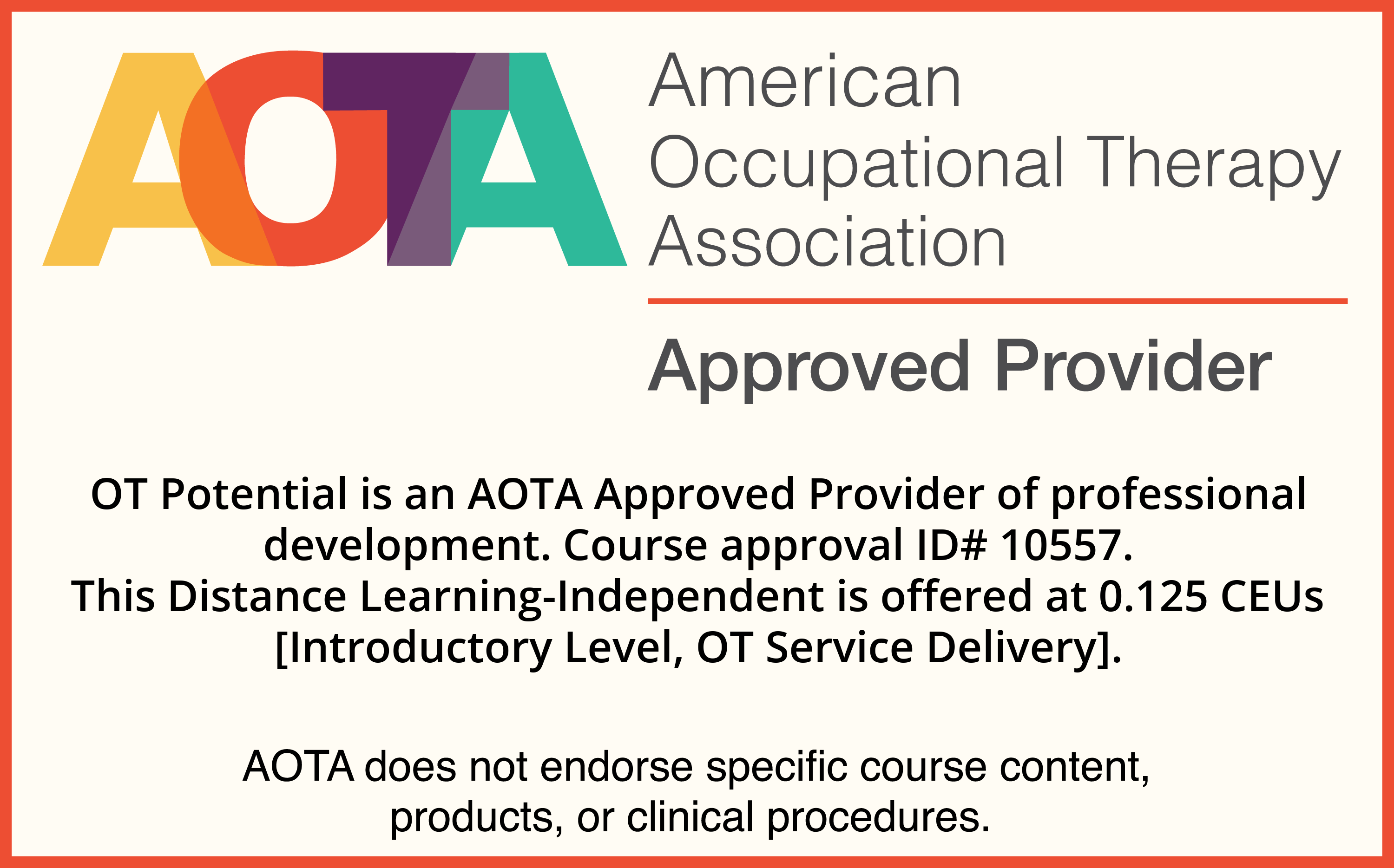AOTA Approved Provider Badge with Course Details