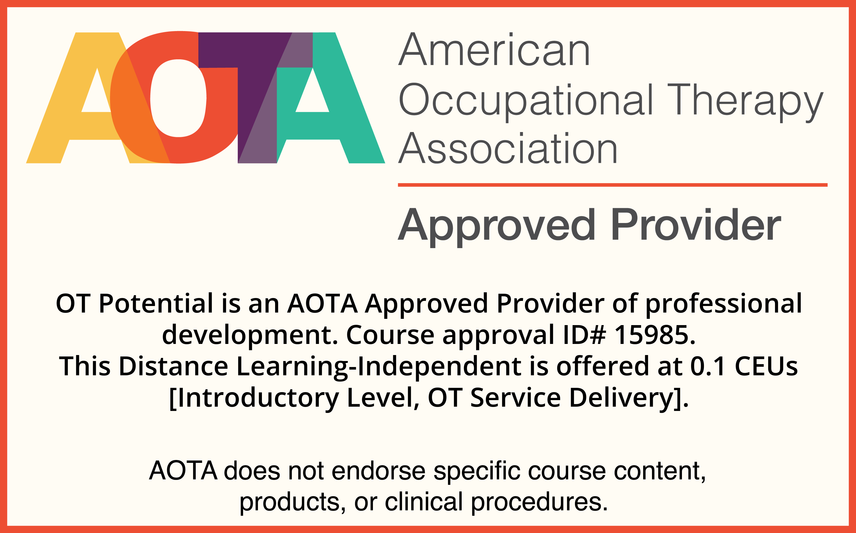 AOTA Approved Provider Badge with Course Details