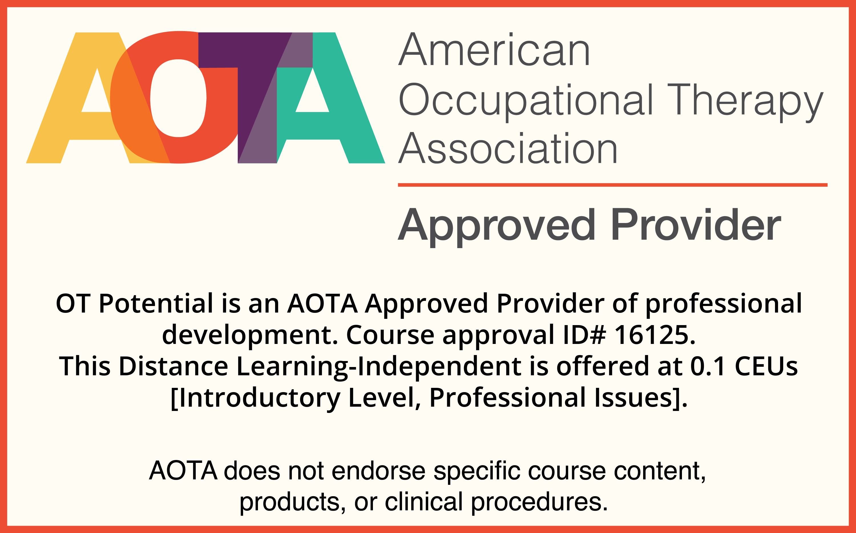 AOTA Approved Provider Badge with Course Details
