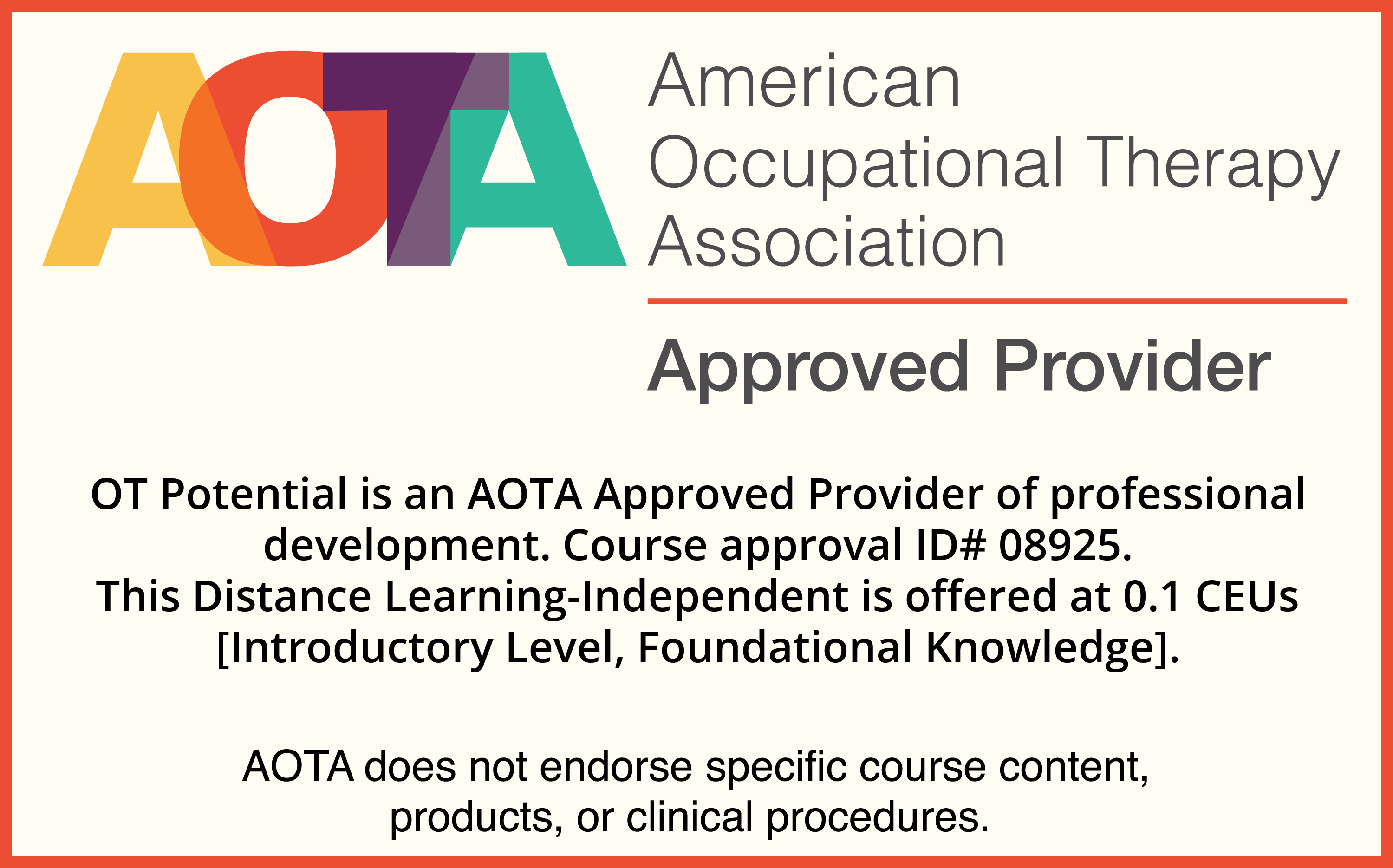AOTA Approved Provider Badge with Course Details